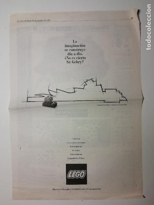 Collectionnisme de Journal El Pa&iacute;s: Recorte Publicidad juguetes Lego Frank Gehry Museo Guggenheim Bilbao 1997