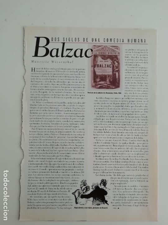 Collectionnisme de Journal El Pa&iacute;s: Recorte Honor&eacute; de Balzac El par&iacute;s de Balzac Mauricio Wiesenthal Literatura