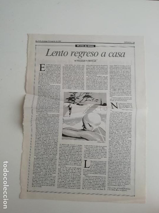 Colecionismo do Jornal El Pa&iacute;s: Recorte Lento regreso a casa Soledad Pu&eacute;rtolas Literatura Cultura 1999