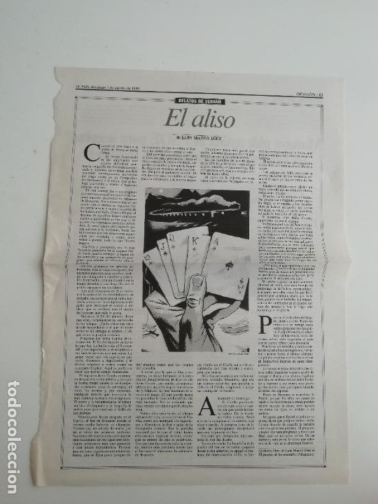 Coleccionismo de Peri&oacute;dico El Pa&iacute;s: Recorte El aliso Luis Mateo D&iacute;ez Literatura Cultura 1999