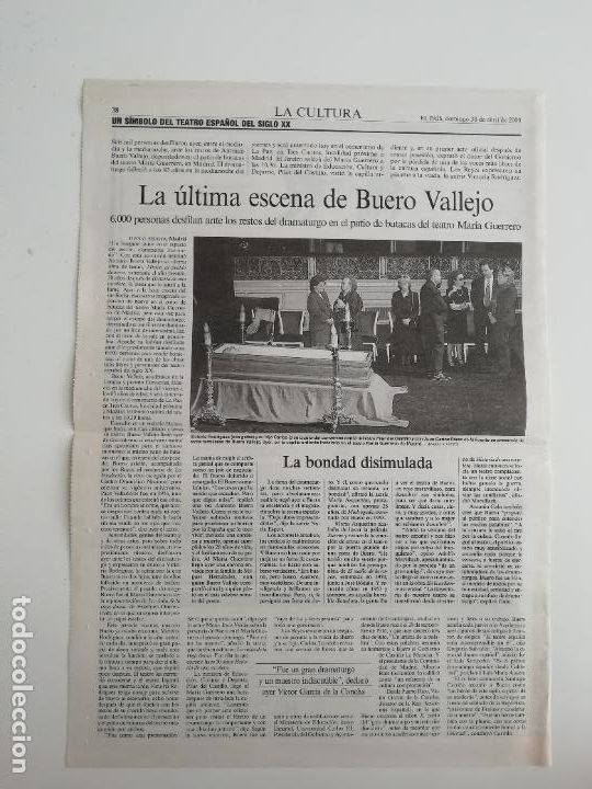 Colecionismo do Jornal El Pa&iacute;s: Recorte La &uacute;ltima escena de Buero Vallejo Teatro Literatura Cultura 2000