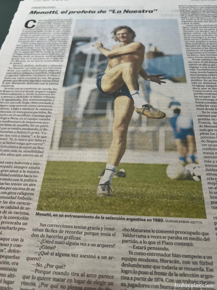 Collezionismo di Peri&oacute;dico El Pa&iacute;s: C&Eacute;SAR LUIS MENOTTI. Argentina. Entrenador. F.C. Barcelona. Art&iacute;culos fallecimiento. Valdano.MARADONA