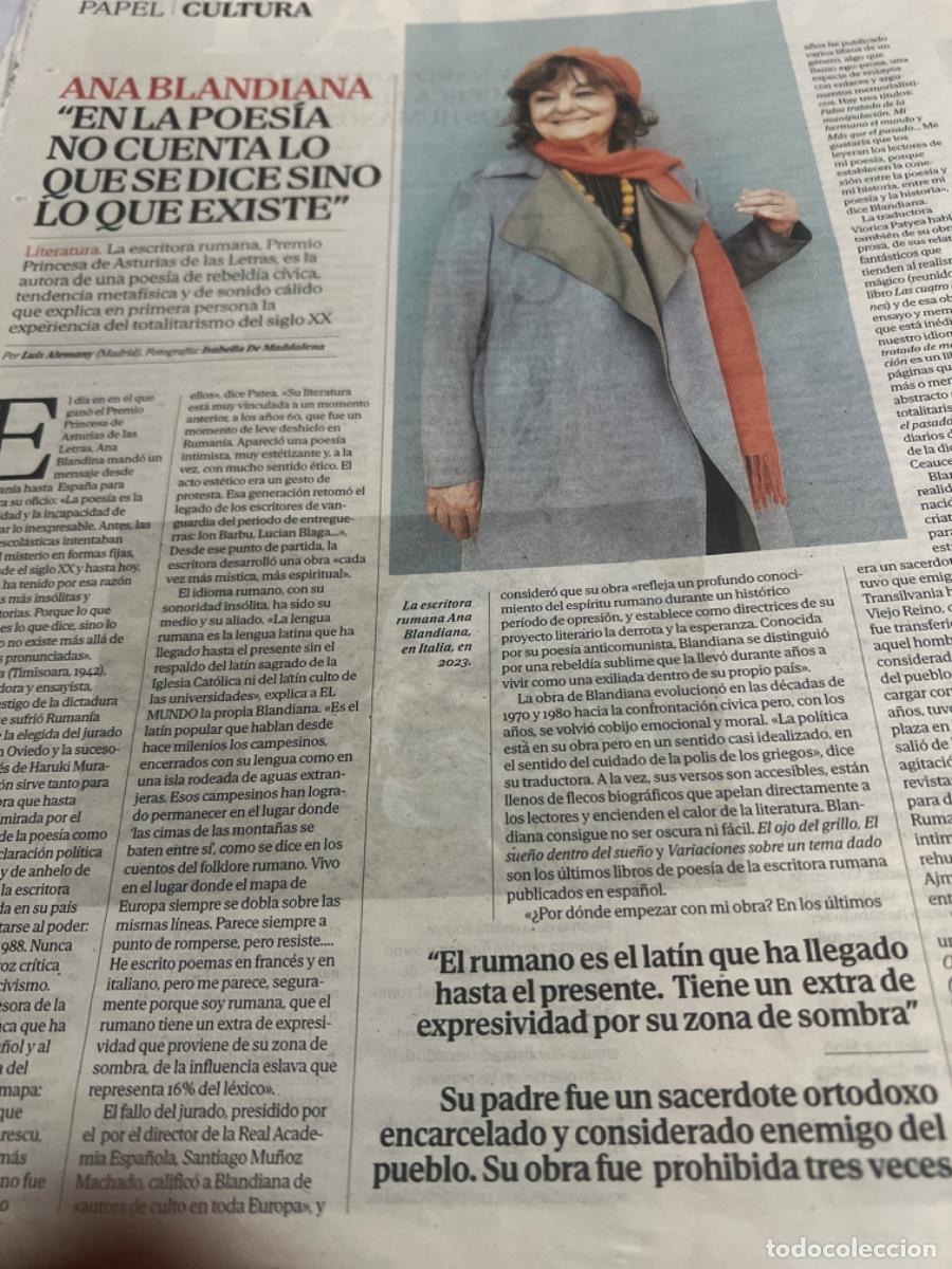 Collectionnisme de Journal El Pa&iacute;s: Dossier ANA BLANDIANA. Poes&iacute;a rumana. Premio Princesa de Asturias.