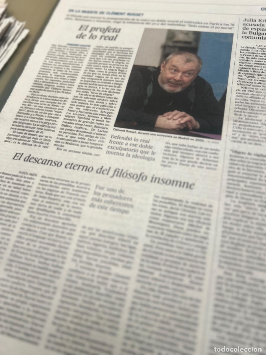 Collectionnisme de Journal El Pa&iacute;s: Art&iacute;culos sobre CL&Eacute;MENT ROSSET de Fernando Savater y Rub&eacute;n Am&oacute;n. Filosof&iacute;a.