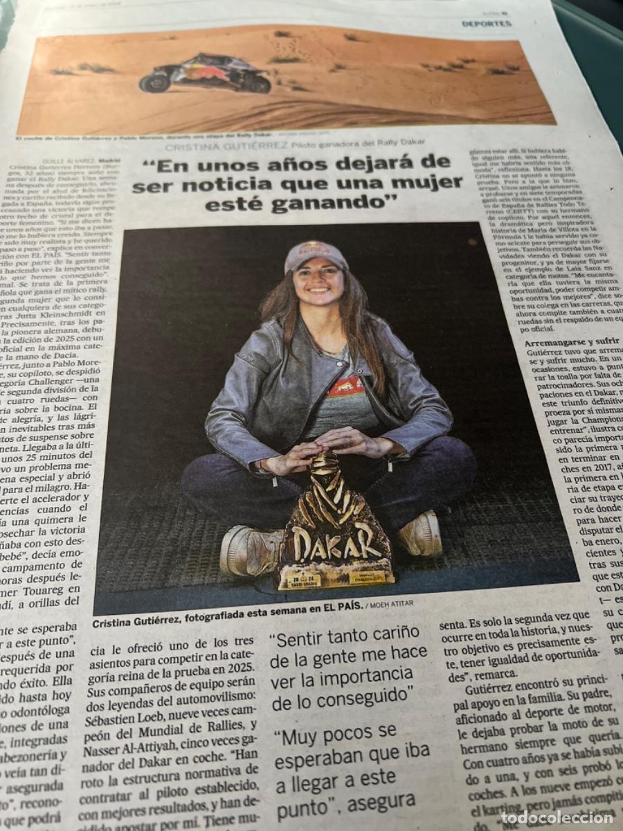 Collection Newspaper El Pa&iacute;s: Art&iacute;culo sobre CRISTINA GUTI&Eacute;RREZ. Piloto ganadora Rally Dakar.