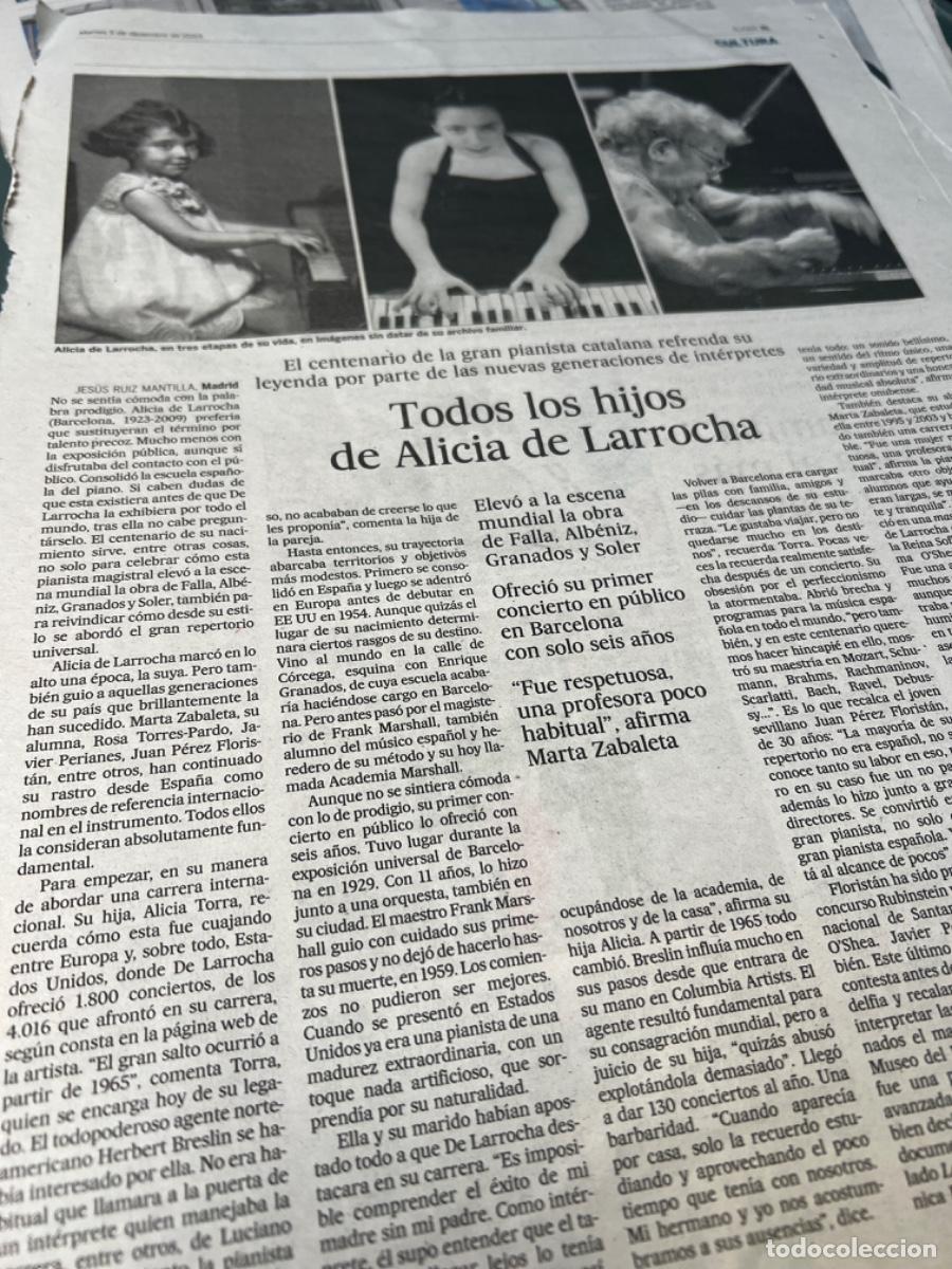 Collection Newspaper El Pa&iacute;s: Art&iacute;culo sobre ALICIA DE LARROCHA. Pianista.