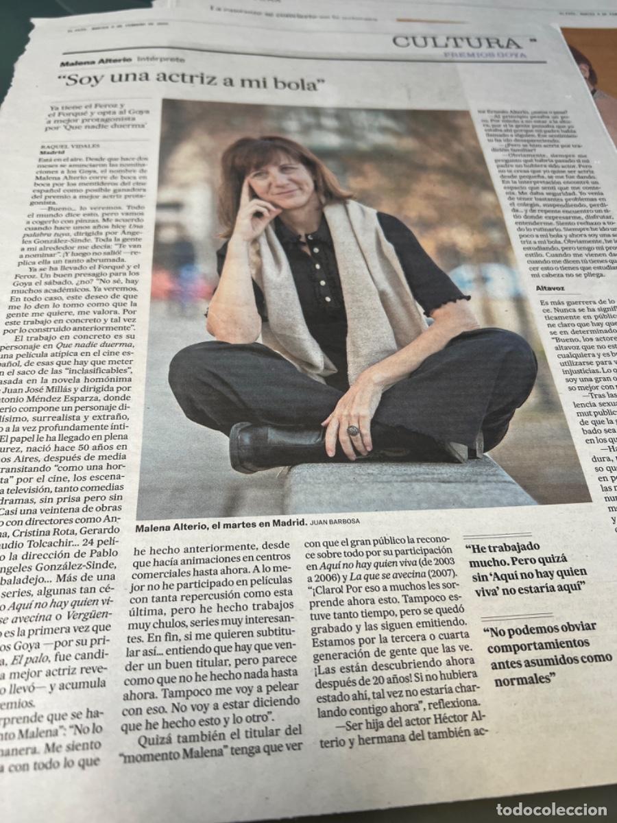 Collection Newspaper El Pa&iacute;s: Art&iacute;culo sobre MALENA ALTERIO. Actriz.