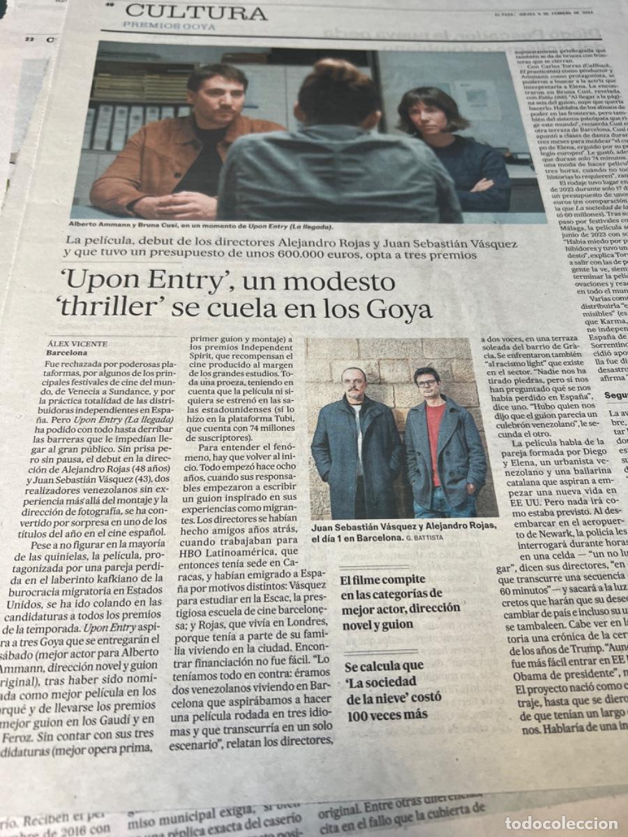 Collection Newspaper El Pa&iacute;s: Art&iacute;culo sobre UPON ENTRY. ALEJANDRO ROJAS y JUAN SEBASTI&Aacute;N V&Aacute;SQUEZ. A. AMMANN y BRUNA CUS&Iacute;.