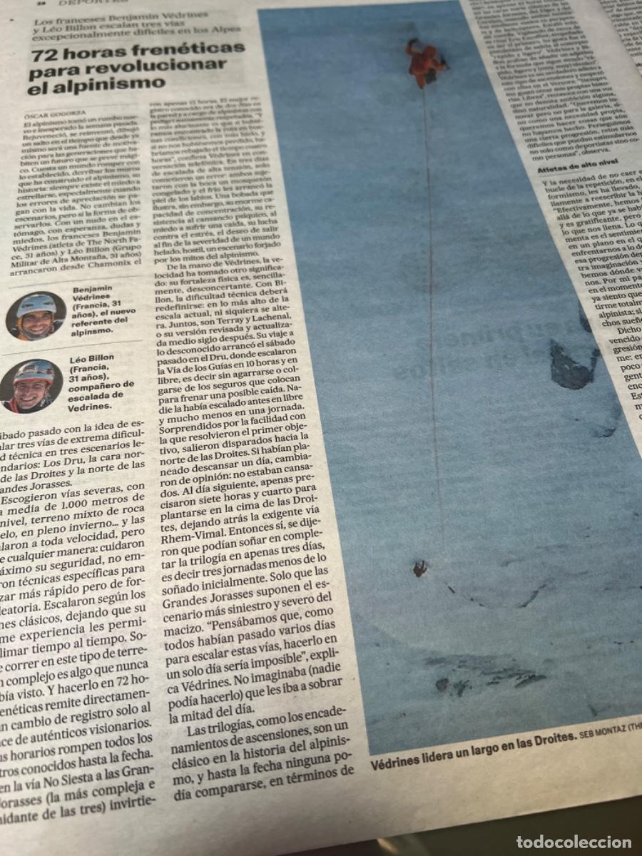 Collection Newspaper El Pa&iacute;s: Art&iacute;culo sobre ALPINISMO ALPES. BENJAMIN V&Eacute;DRINES y L&Eacute;O BILLON. LOS DRU, DROITES, GRANDES JORASSES