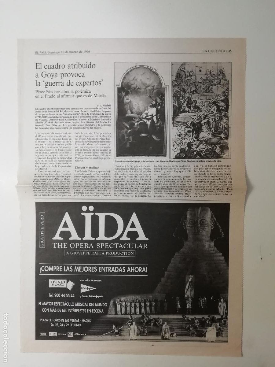 Collection Newspaper El Pa&iacute;s: Recorte Atribuci&oacute;n Francisco de Goya Mariano Salvador Maella Saura Lisboa Museos Catalu&ntilde;a 1999