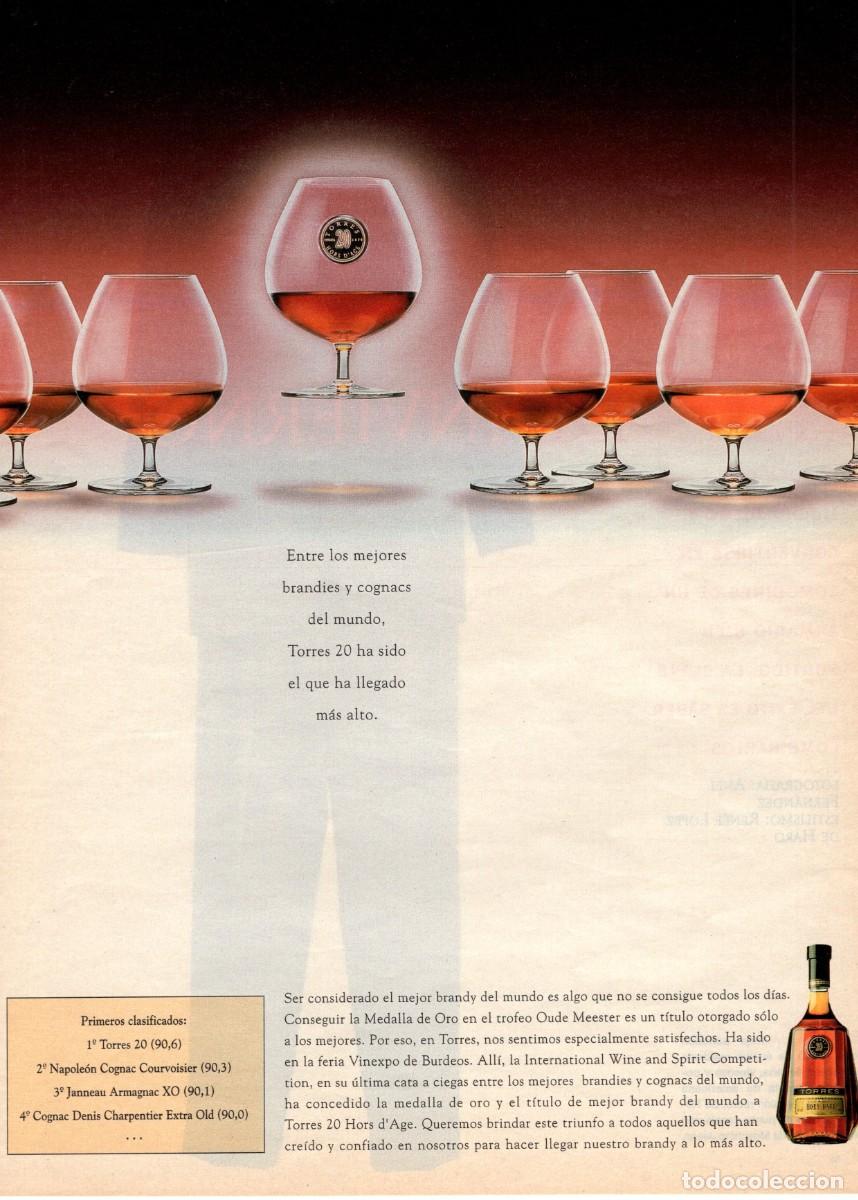 Collezionismo di Peri&oacute;dico El Pa&iacute;s: Publicidad El Pa&iacute;s Semanal. TORRES 20. Entre los mejores brandies del mundo. Noviembre 1997.
