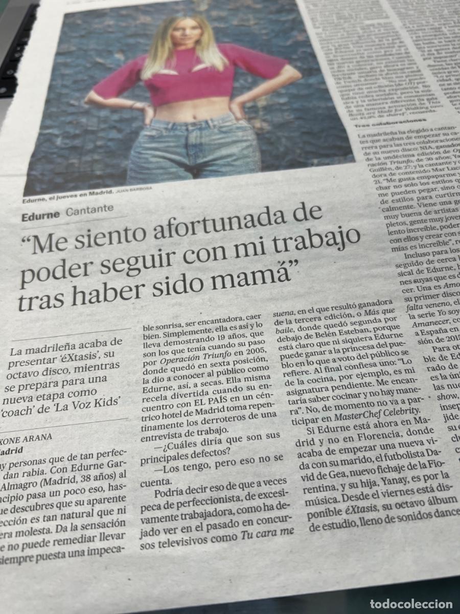 Collezionismo di Peri&oacute;dico El Pa&iacute;s: EDURNE. Art&iacute;culo a p&aacute;gina completa El Pa&iacute;s. OT. Operaci&oacute;n Triunfo. Triunfitos.