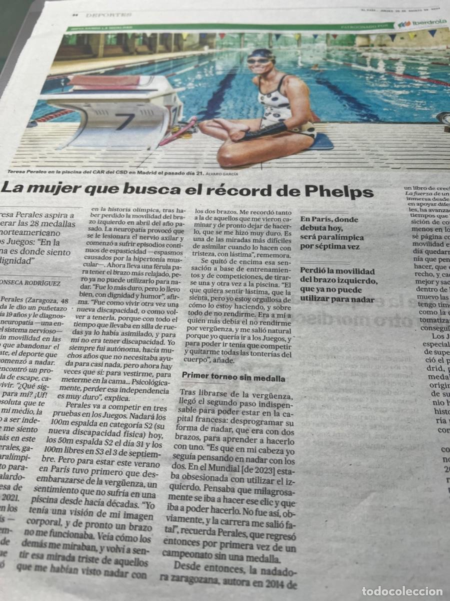 Colecionismo do Jornal El Pa&iacute;s: TERESA PERALES. Art&iacute;culo El Pa&iacute;s sobre campeona paral&iacute;mpica de nataci&oacute;n.
