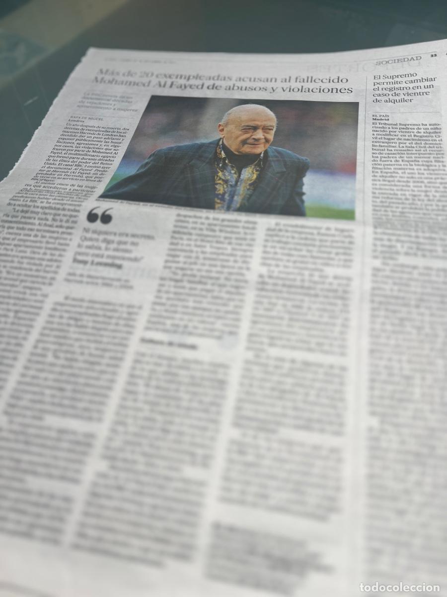 Colecionismo do Jornal El Pa&iacute;s: MOHAMED AL FAYED. Due&ntilde;o Harrods. Art&iacute;culo El Pa&iacute;s sobre acusaci&oacute;n de abusos sexuales. Machismo.