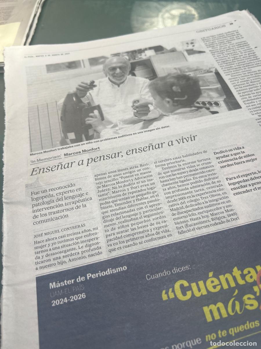Colecionismo do Jornal El Pa&iacute;s: MARCOS MONFORT. Art&iacute;culo El Pa&iacute;s sobre el reconocido logopeda.