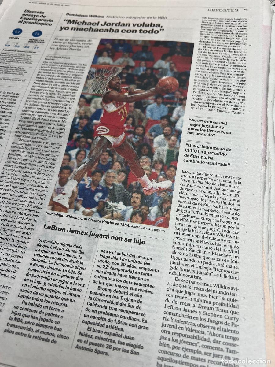 Colecionismo do Jornal El Pa&iacute;s: DOMINIQUE WILKINS. Art&iacute;culo El Pa&iacute;s sobre el jugador de NBA y ATLANTA HAWKS.
