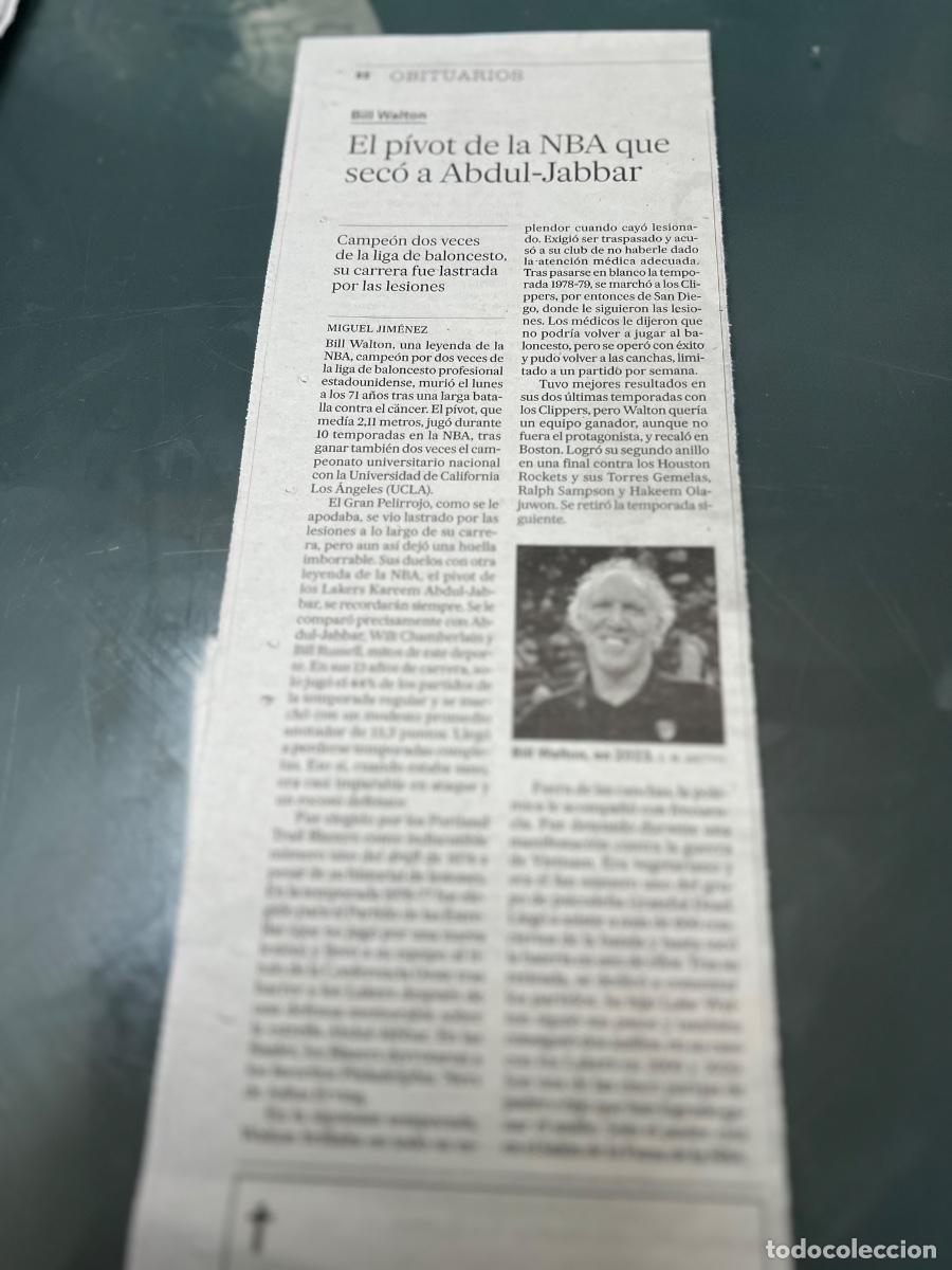 Collectionnisme de Journal El Pa&iacute;s: BILL WALTON. Pivot NBA. Duelo hist&oacute;rico con KAREEN ABDUL-JABBAR. Historia Baloncesto. Basket.