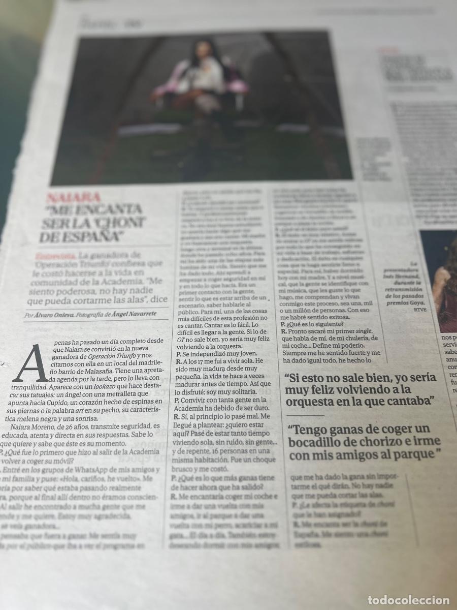 Collectionnisme de Journal El Pa&iacute;s: OPERACI&Oacute;N TRIUNFO 2024. Art&iacute;culo sobre NAIARA.