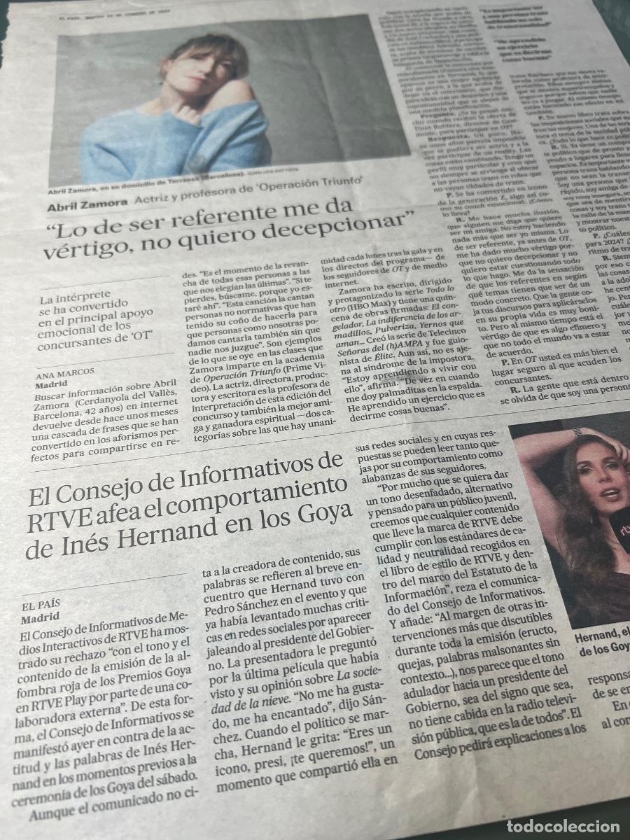 Collectionnisme de Journal El Pa&iacute;s: ABRIL ZAMORA. Art&iacute;culo prensa sobre profesora OPERACI&Oacute;N TRIUNFO.