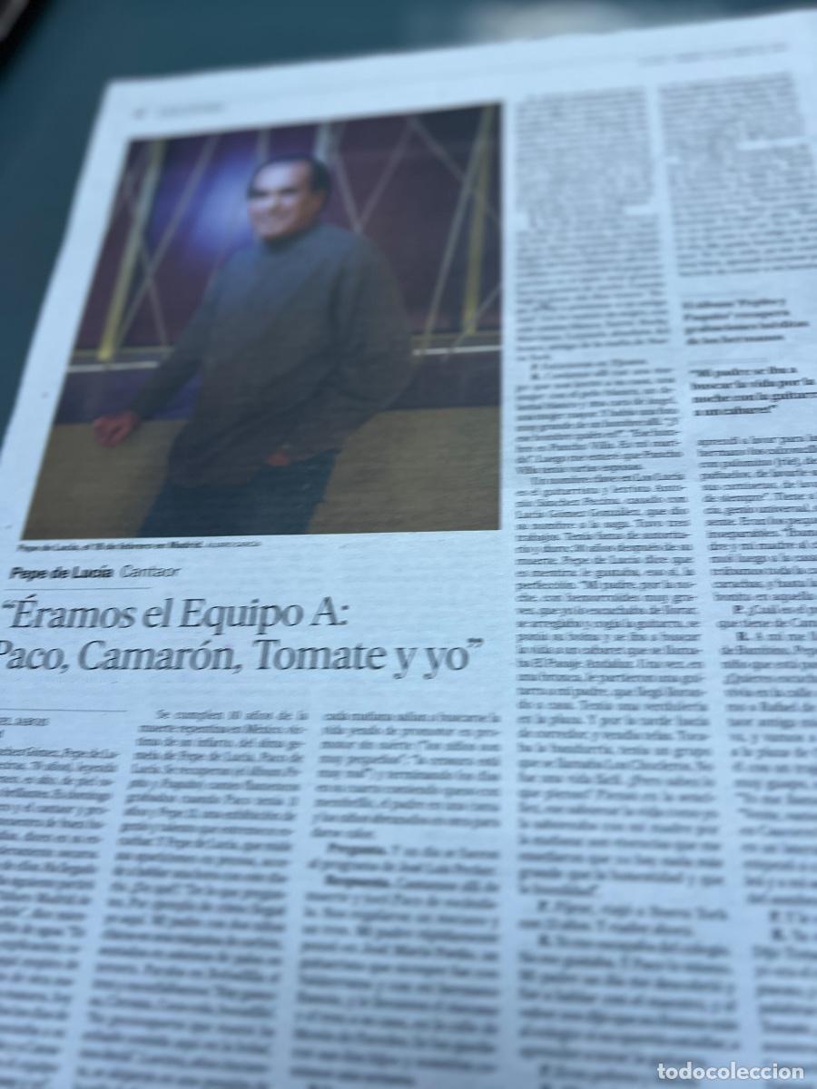 Collectionnisme de Journal El Pa&iacute;s: PEPE DE LUC&Iacute;A. Art&iacute;culo prensa sobre guitarrista flamenco.