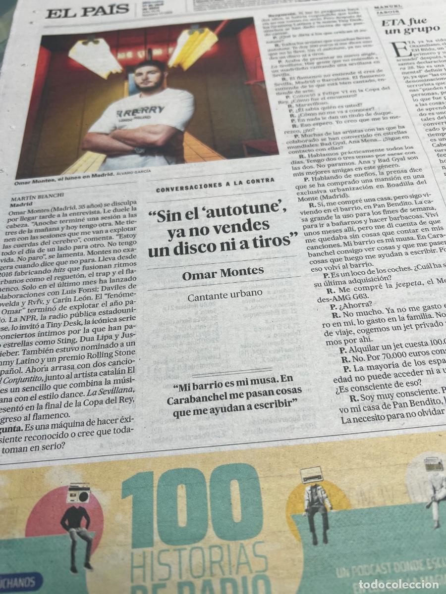 Collectionnisme de Journal El Pa&iacute;s: OMAR MONTES. Art&iacute;culo prensa sobre famoso cantante REGUET&Oacute;N.
