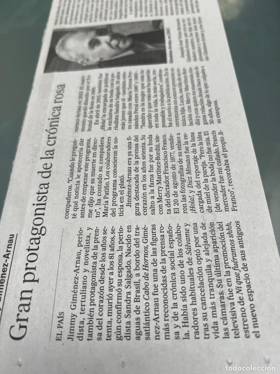 Collectionnisme de Journal El Pa&iacute;s: JIMMY GIM&Eacute;NEZ-ARNAU. Cr&oacute;nica rosa.