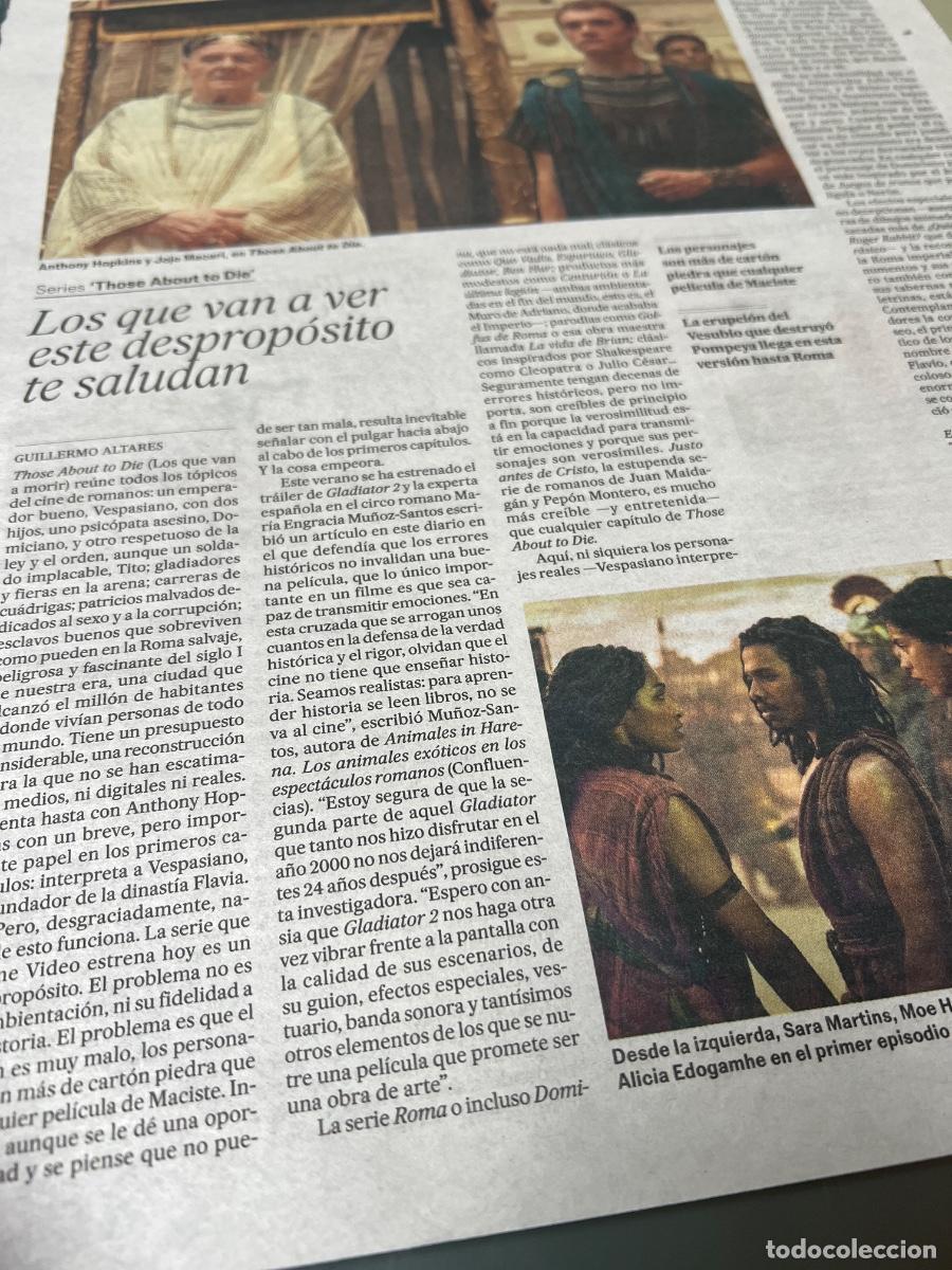 Collectionnisme de Journal El Pa&iacute;s: THOSE ABOUT TO DIE. Serie Roma. Gladiadores. ANTHONY HOPKINS. Art&iacute;culo cr&iacute;tica cine.