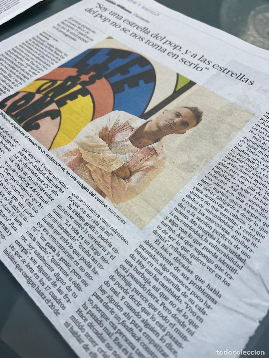 Collezionismo di Peri&oacute;dico El Pa&iacute;s: ROBIN WILLIAMS. Art&iacute;culo prensa sobre exposiciones arte cantante TAKE THAT.