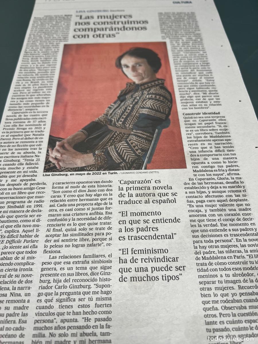 Collezionismo di Peri&oacute;dico El Pa&iacute;s: LISA GINZBURG. Art&iacute;culo prensa sobre novelista. CAPARAZ&Oacute;N.