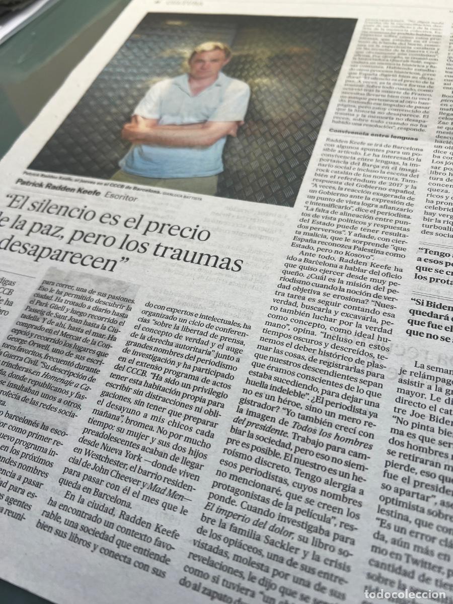 Collezionismo di Peri&oacute;dico El Pa&iacute;s: PATRICK RADDEN KEEFE. Autor de NO DIGAS NADA y EL IMPERIO DEL DOLOR. Art&iacute;culo El Pa&iacute;s,