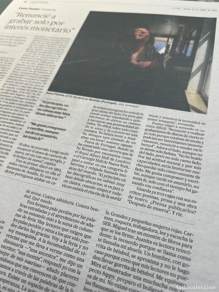 Collezionismo di Peri&oacute;dico El Pa&iacute;s: DULCE PONTES. Cantante Portugal.