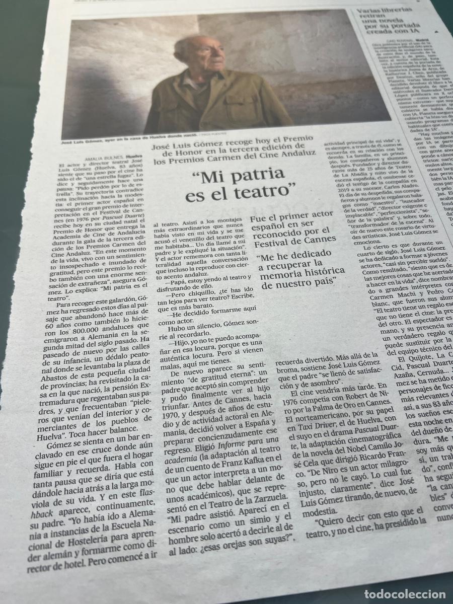 Collezionismo di Peri&oacute;dico El Pa&iacute;s: JOS&Eacute; LUIS G&Oacute;MEZ. Actor cine y teatro Espa&ntilde;a.