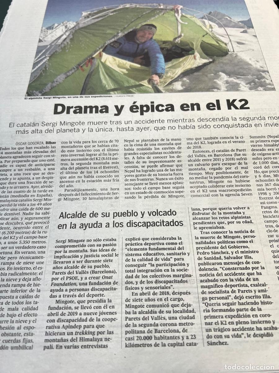 Colecionismo do Jornal El Pa&iacute;s: SERGI MINGOTE. ALPINISMO. MONTA&Ntilde;ISMO. K2. NIRMAL PURJA. Art&iacute;culo de &Oacute;scar Gogorza.