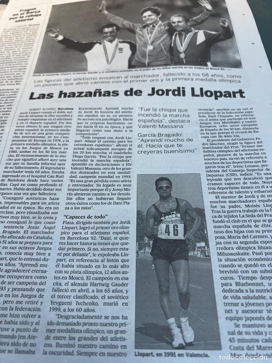 Colecionismo do Jornal El Pa&iacute;s: JORDI LLOPART. Primer atleta con medalla en Juegos Ol&iacute;mpicos. Art&iacute;culos prensa. MARCHA. ATLETISMO.