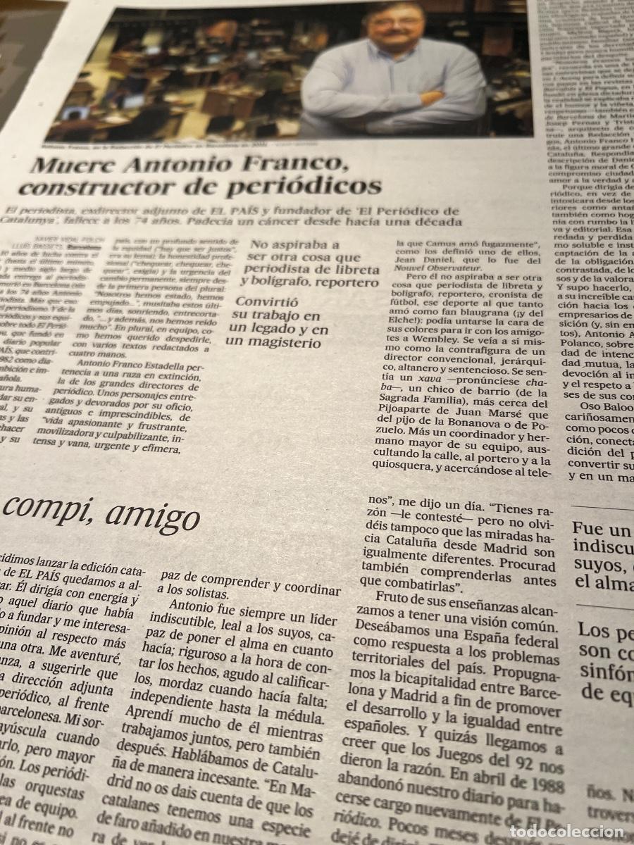 Collection Newspaper El Pa&iacute;s: ANTONIO FRANCO. PERIODISMO. Fundador de EL PERI&Oacute;DICO DE CATALU&Ntilde;A.