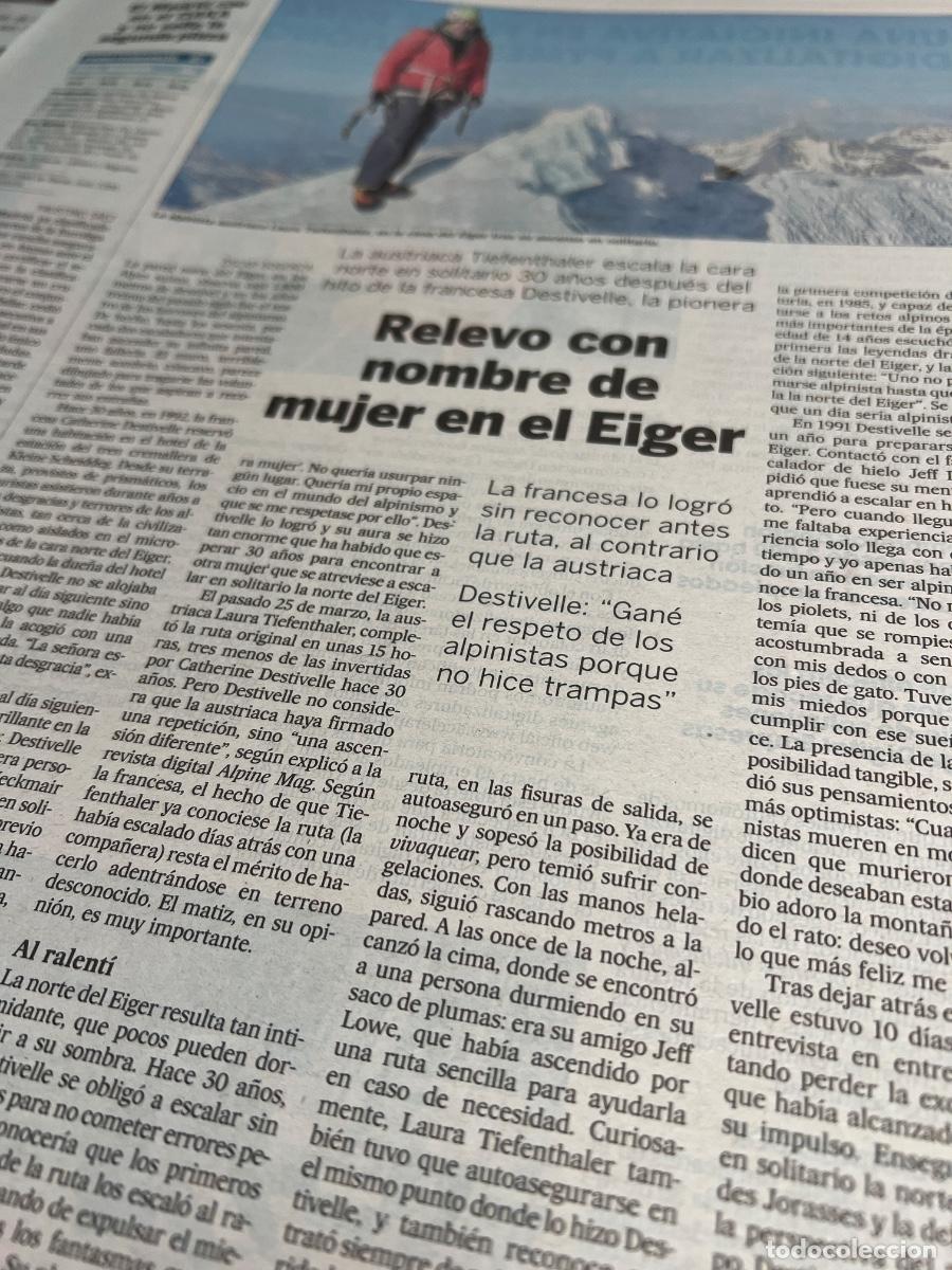 Sammeln von Zeitungen El Pa&iacute;s: LAURA TIEFENTHALER. EIGER. ALPES SUIZOS. DESTIVELLE. ALPINISMO. MONTA&Ntilde;ISMO. &Oacute;SCAR GOGORZA.