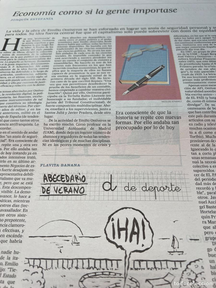 Sammeln von Zeitungen El Pa&iacute;s: EMILIO ONTIVEROS. ECONOM&Iacute;A. Art&iacute;culo JOAQU&Iacute;N ESTEFAN&Iacute;A.