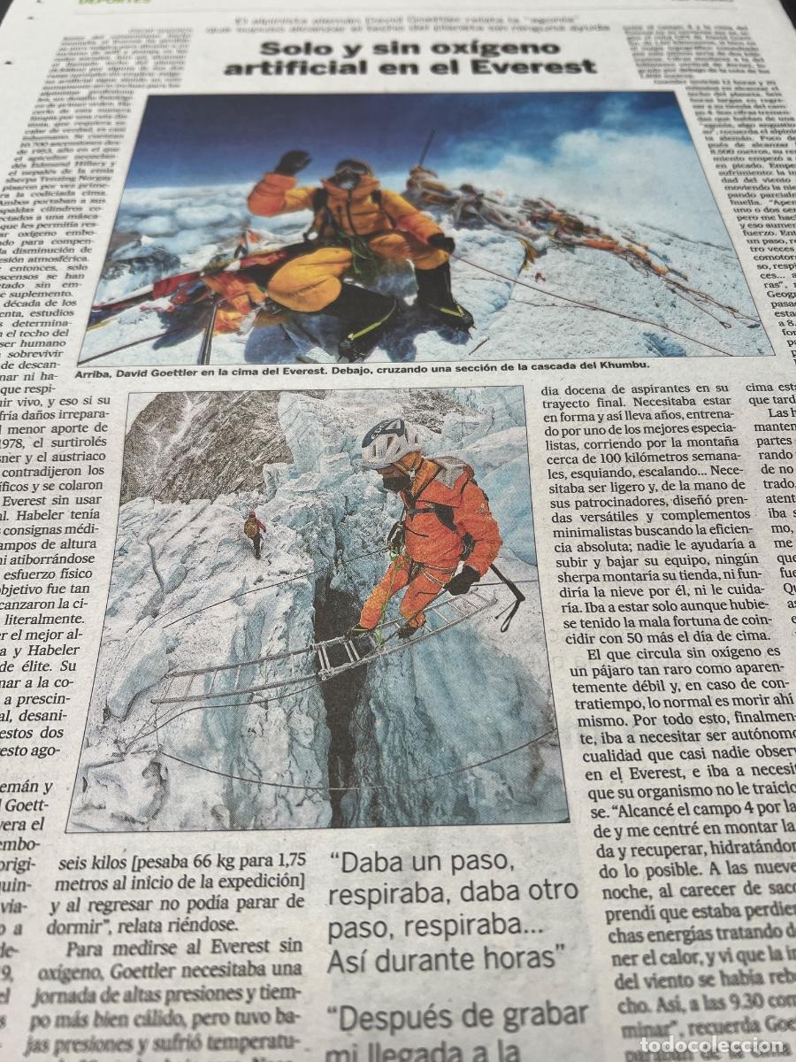 Sammeln von Zeitungen El Pa&iacute;s: DAVID GOETTLER. EVEREST. ALPINISMO. MONTA&Ntilde;ISMO. &Oacute;SCAR GOGORZA.