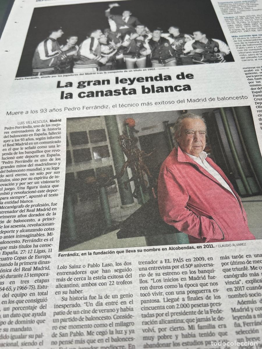 Sammeln von Zeitungen El Pa&iacute;s: PEDRO FERRANDIZ. ENTRENADOR REAL MADRID BALONCESTO. AUTOCANASTA.