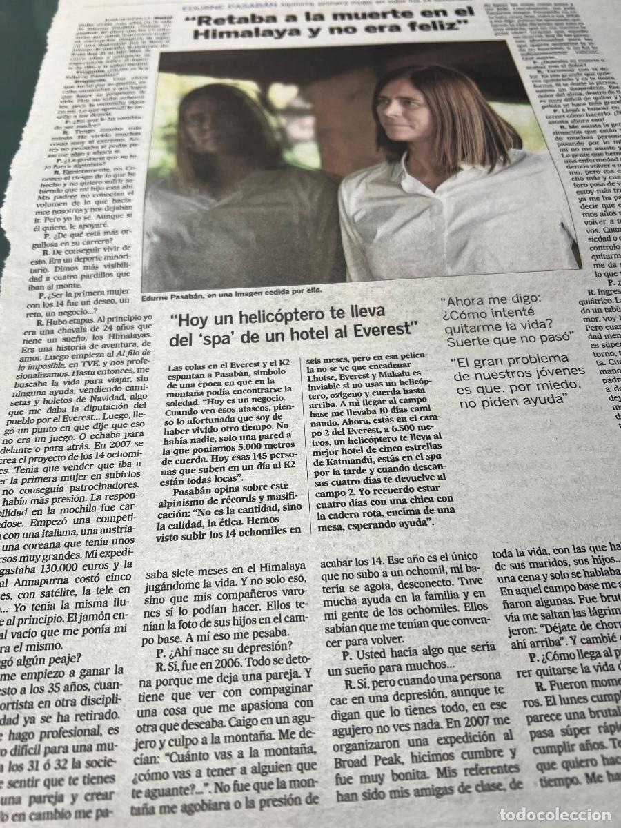 Sammeln von Zeitungen El Pa&iacute;s: EDURNE PASAB&Aacute;N. MONTA&Ntilde;ISMO. ALPINISMO. HIMALAYA. OCHOMILES.