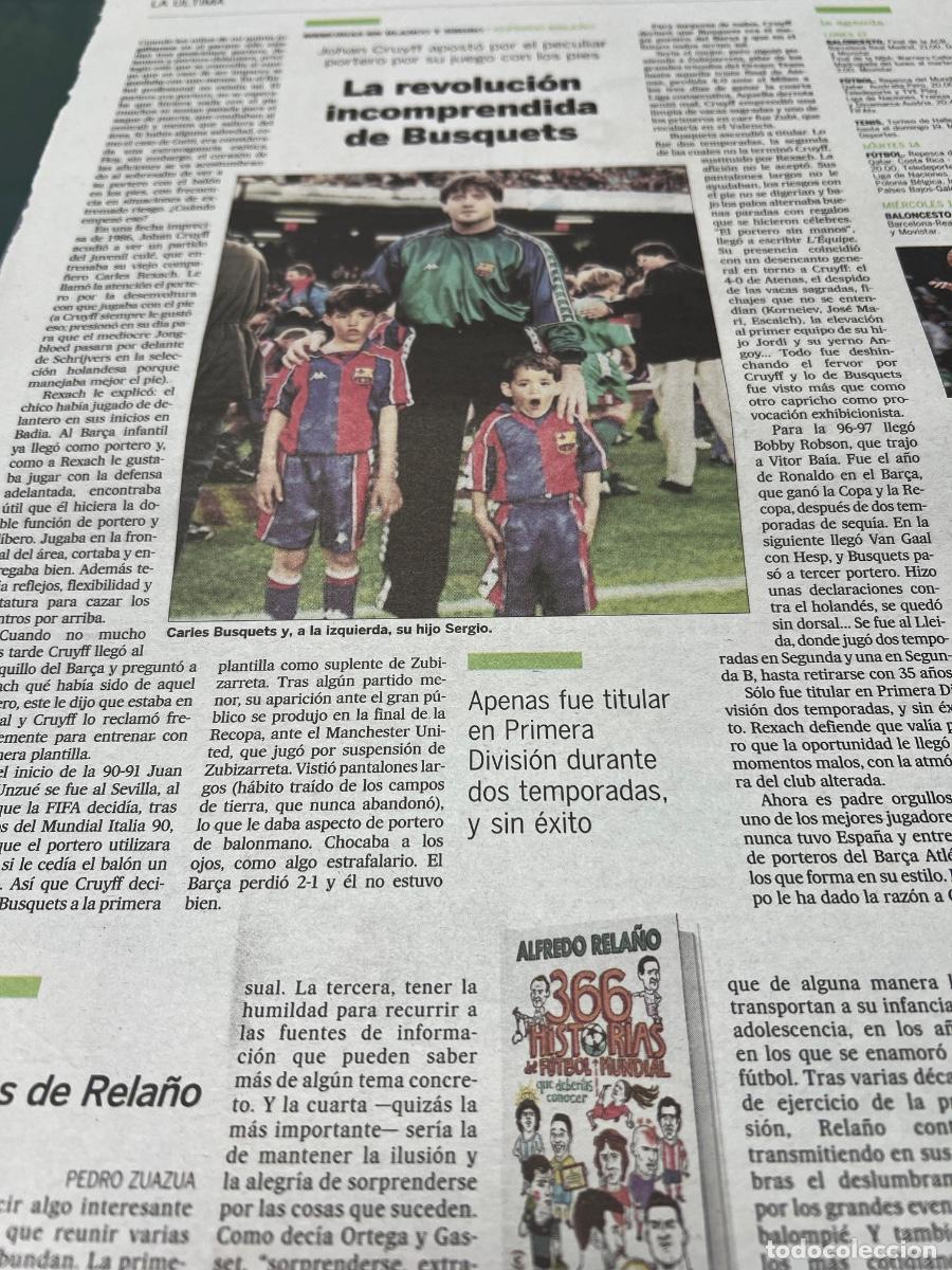 Sammeln von Zeitungen El Pa&iacute;s: CARLES BUSQUETS. PORTERO F&Uacute;TBOL CLUB BARCELONA.