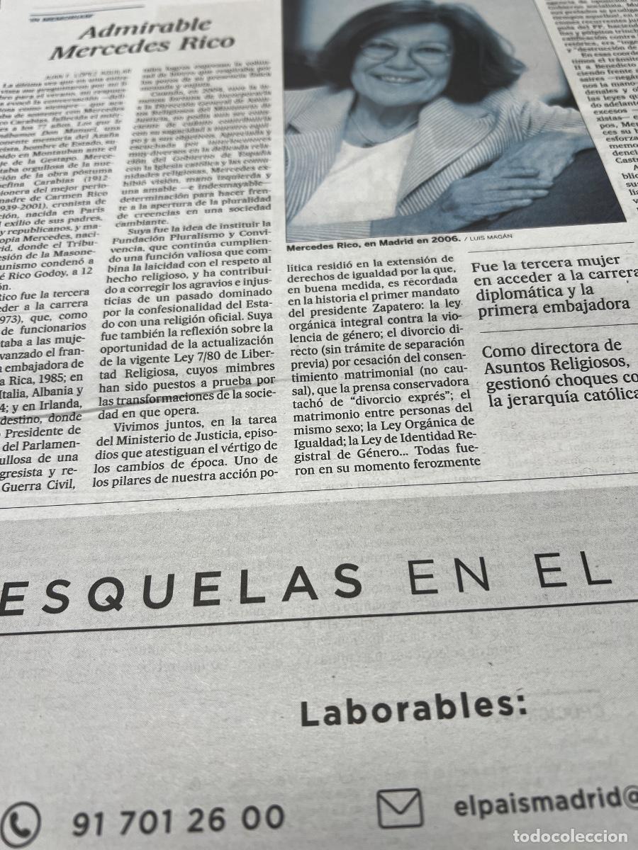 Sammeln von Zeitungen El Pa&iacute;s: MERCEDES RICO. DIPLOM&Aacute;TICA, EMBAJADORA ESPA&Ntilde;A. DIRECTORA DE ASUNTOS RELIGIOSOS.