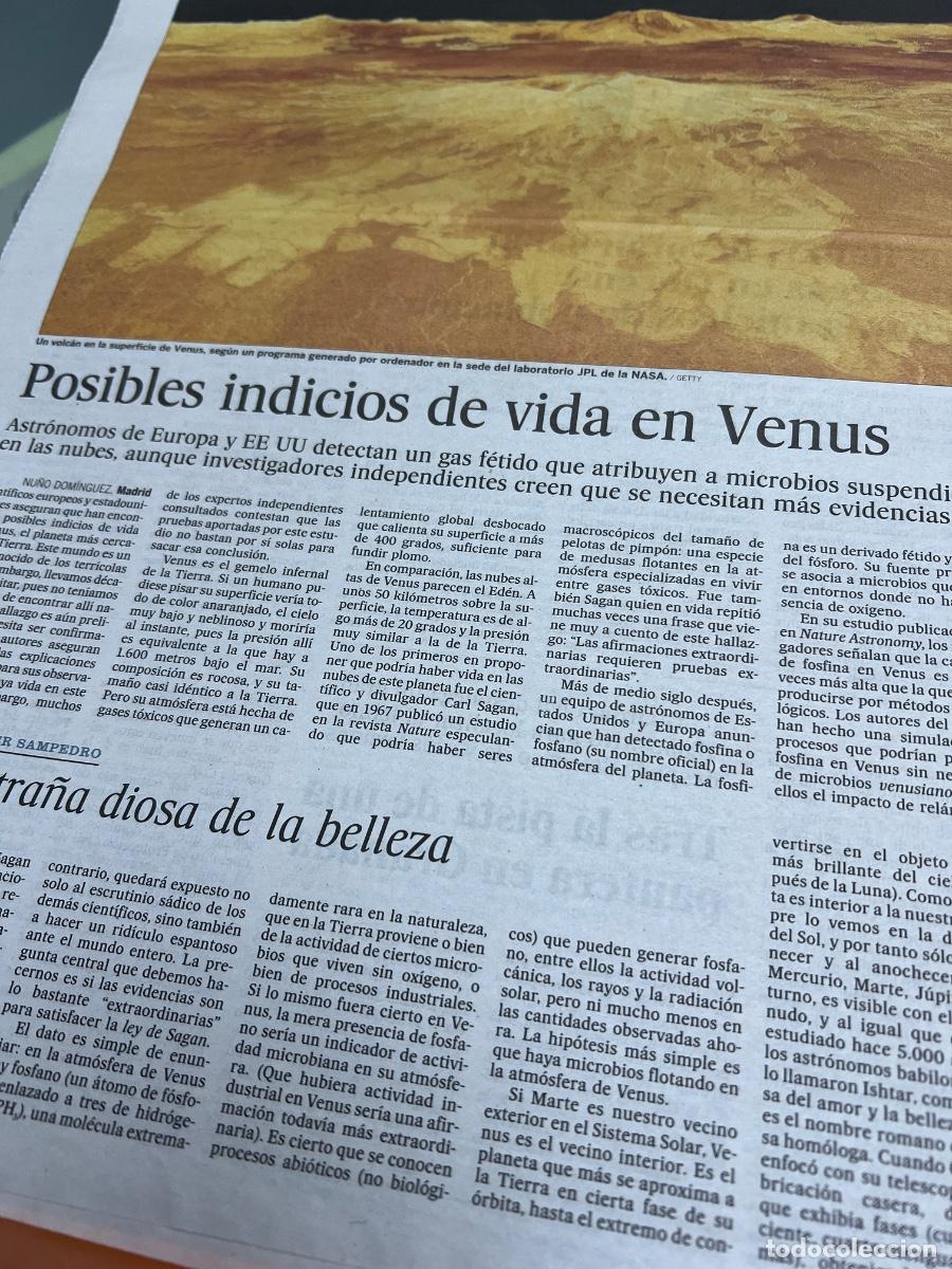 Colecionismo do Jornal El Pa&iacute;s: ASTRONOM&Iacute;A. INDICIOS DE VIDA EN VENUS. Art&iacute;culo NU&Ntilde;O DOM&Iacute;NGUEZ. FOSFINA. NATURE.