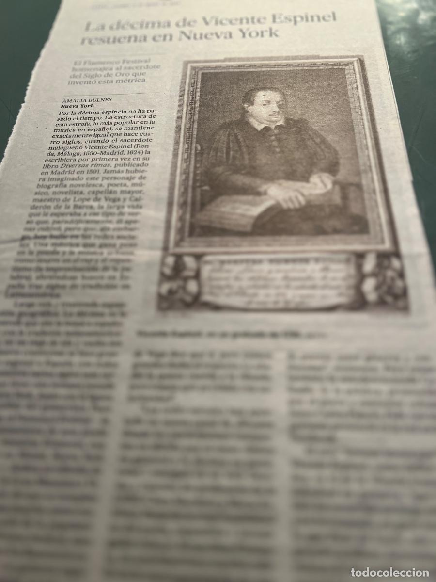 Collezionismo di Peri&oacute;dico El Pa&iacute;s: VICENTE ESPINEL. FLAMENCO. D&Eacute;CIMA ESPINELA. M&Eacute;TRICA. POES&Iacute;A. RAP. M&Uacute;SICA. ACADEMIA ORALITURA.