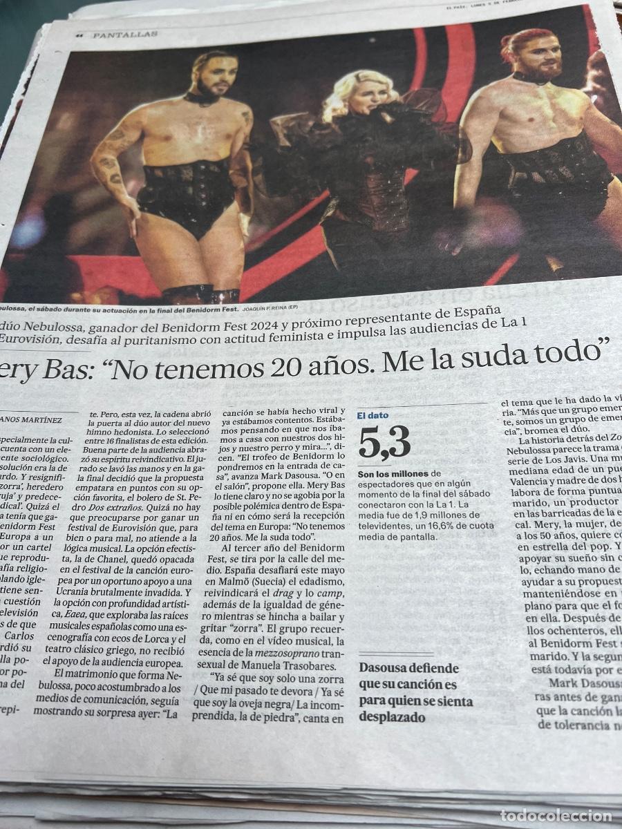 Collezionismo di Peri&oacute;dico El Pa&iacute;s: NEBULOSSA. EUROVISI&Oacute;N. MERY BAS.