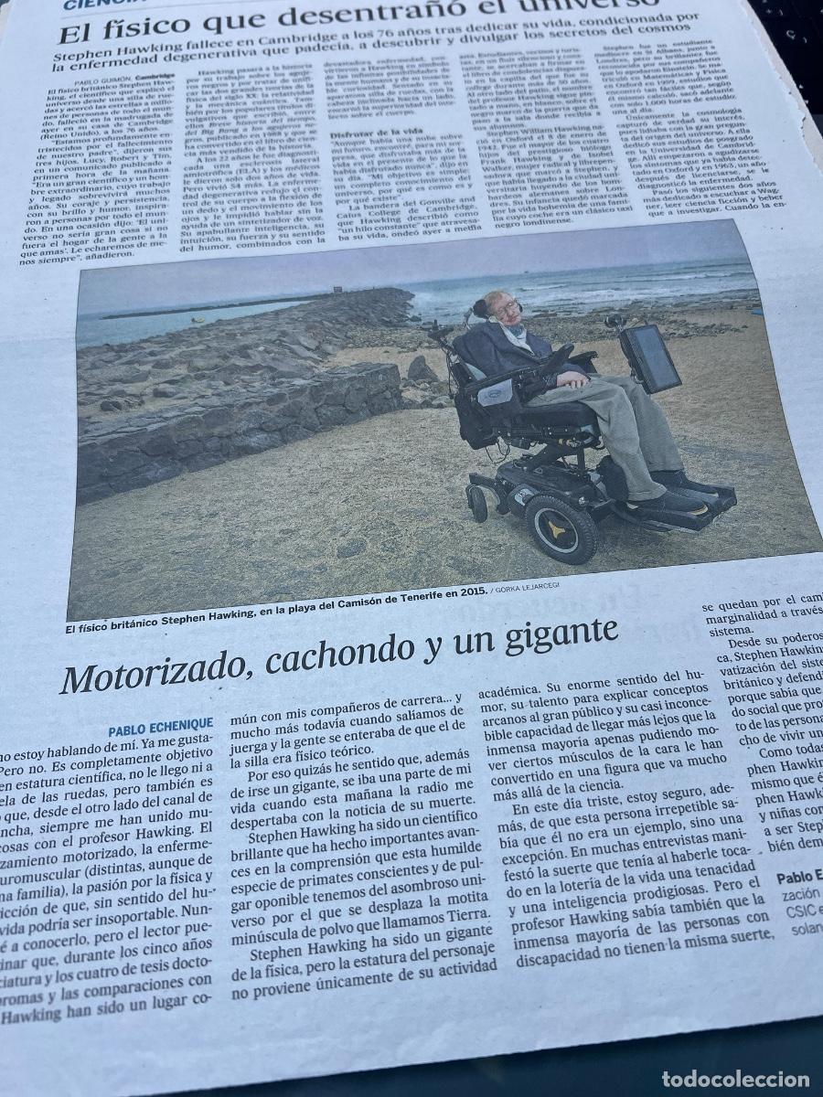 Sammeln von Zeitungen El Pa&iacute;s: STEPHEN HAWKING. F&Iacute;SICO TE&Oacute;RICO. ESTUDIO DEL COSMOS. UNIVERSO.