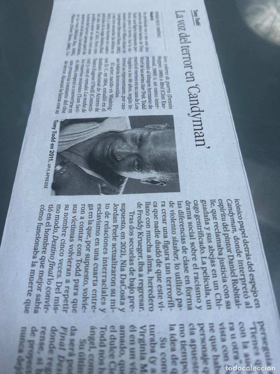 Sammeln von Zeitungen El Pa&iacute;s: TONY TODD. Actor CANDYMAN. Cine terror. LA ROCA. PLATOON. COLORS. BIRD. LA NOCHE DE LOS MUERTOS ..