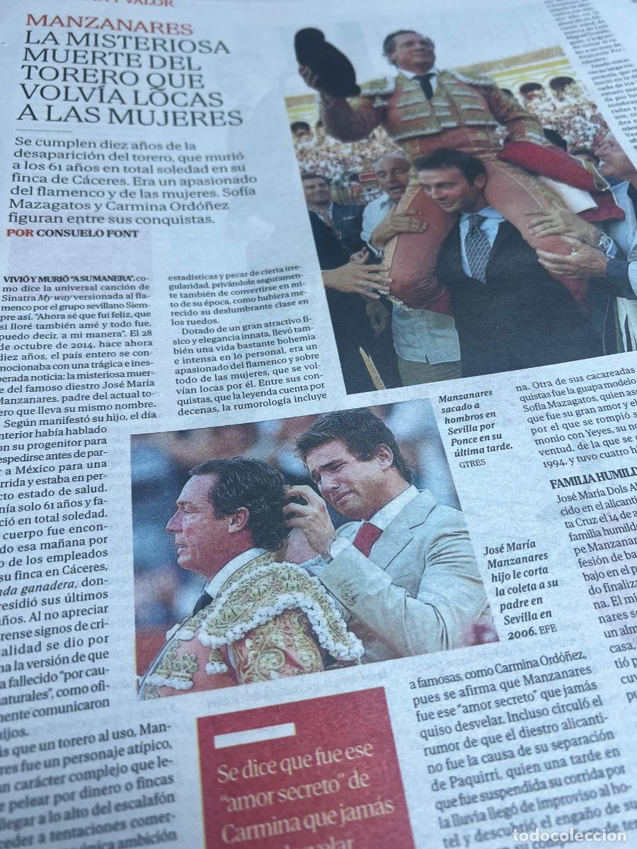 Sammeln von Zeitungen El Pa&iacute;s: JOS&Aacute; MAR&Iacute;A MANZANARES. TAUROMAQUIA. TORERO. TOROS.