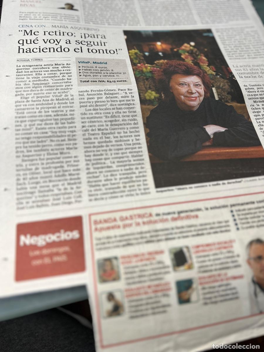 Coleccionismo de peri&oacute;dico El Pa&iacute;s: MAR&Iacute;A ASQUERINO. Actriz. - Foto 1