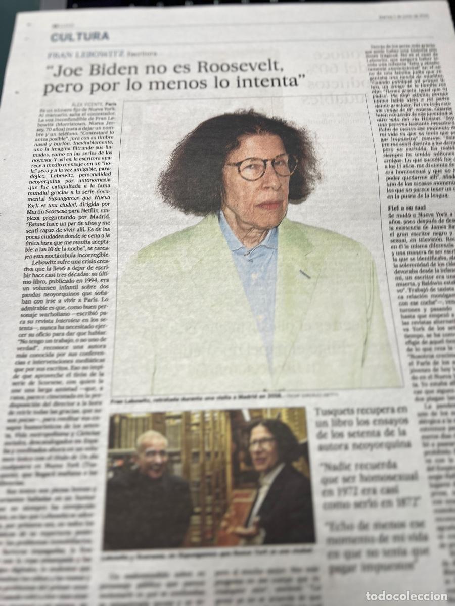 Coleccionismo de peri&oacute;dico El Pa&iacute;s: FRAN LEBOWITZ. Art&iacute;culo El Pa&iacute;s. - Foto 1
